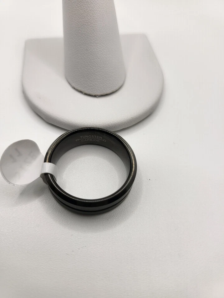 Anillo de tungsteno cepillado negro 8 mm ajuste cómodo joyería talla 10 Foto 2 de 2