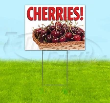 CHERRIES 18x24 Yard Sign Corrugated Plastic Bandit Lawn USA PRODUCE