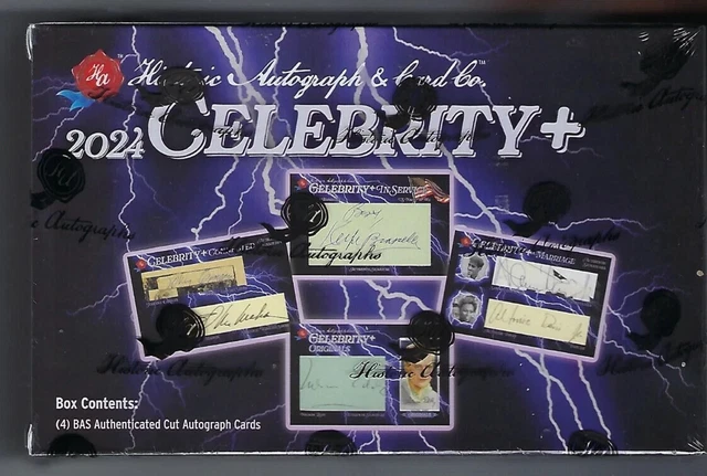 2024 HISTORIC AUTOGRAPHS CELEBRITY + BOX (4 BAS Authenticated Cut Autos)