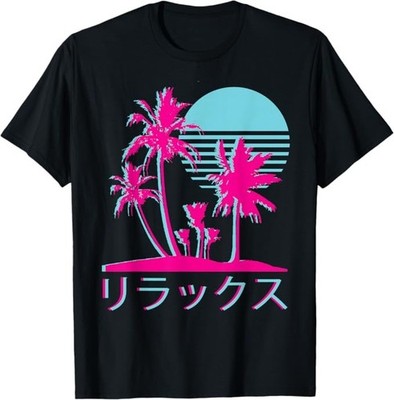 Aesthetic Vaporwave T-Shirt Retro 1980s 1990s Otaku Tee Vintage Men