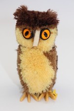 Vintage Steiff 7480/09 WOOLEN Owl Bird Poms Plastic Legs w Tag