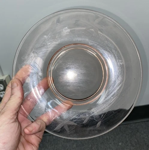 GLASS 6" Pink Depression Glass ETCHED SAUCER PLATE DISH