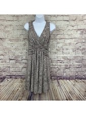 Banana Republic Dress Brown Animal Rayon Sleeveless Fit & Flare Womens Size 6