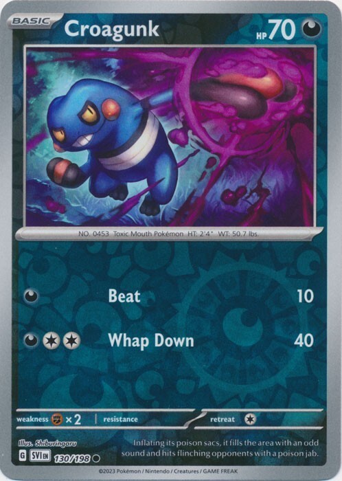 PO-05 Reverse Holo Croagunk 130/198 Common SV Scarlet & Violet Base Set