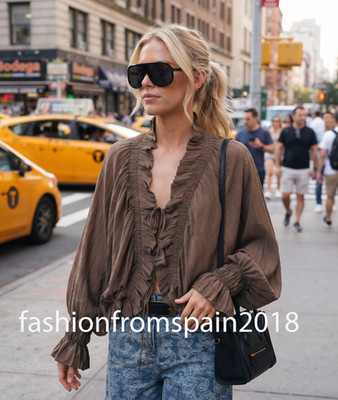 ZARA NEW WOMAN ZW COLLECTION RUCHED BLOUSE OBE SIZE: M BROWN 2488/202/700