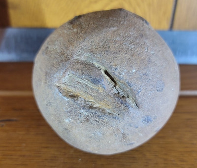 LARGE NATIVE AMERICAN GAME STONE, CARVED GAME BALL 1LB 15OZ 3 IN DIAMETER