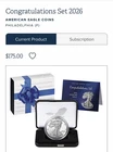 2026 P CONGRATULATIONS SET AMERICAN EAGLE ONE OUNCE SILVER PROOF BOX & COA 26RF