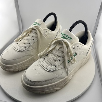 Reebok Tech Geo Club C Double Platform Sneakers White/Green Womens 7.5
