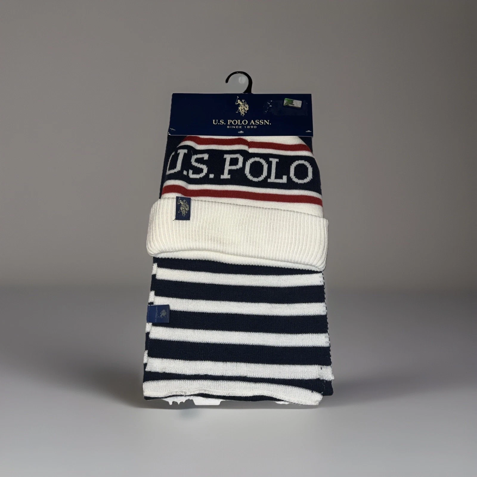 U.S. Polo Assn. Men's Knit Hat & Scarf Set