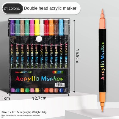 Professional Art Use 120-24Colors Acrylic Paint Markers, Dual-Tip Fine and Brush