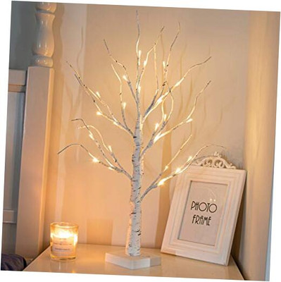 PEIDUO Artificial Tree for Table Decor, 2FT Birch Tree with LED Lights, Warm 