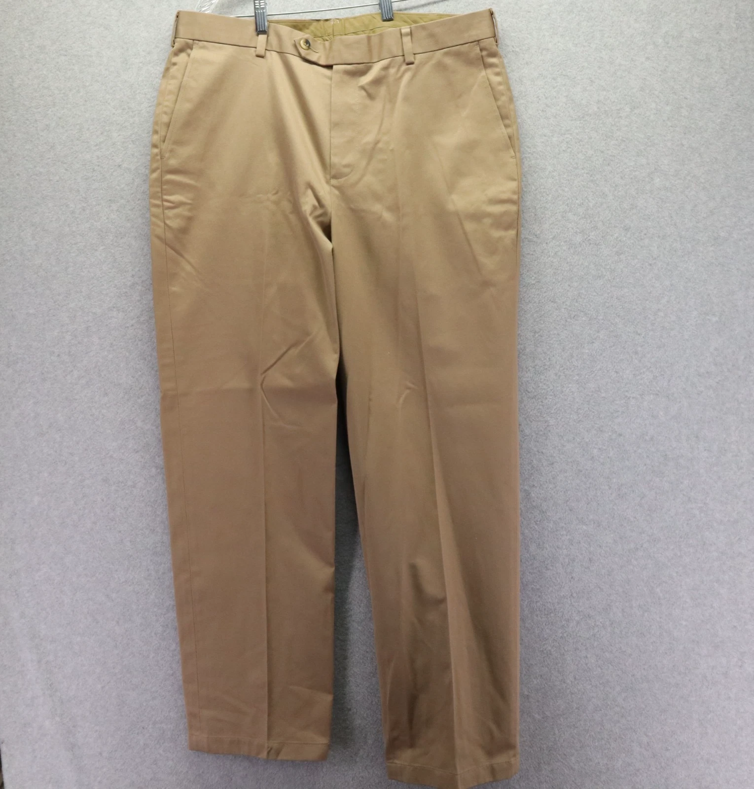 Jos A Bank Pants Mens 36x32 Travelers Tailored Fit Khaki Cotton Flat Front Tan
