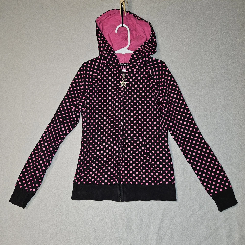 Abbey Dawn розовый и черный горошек молнии толстовка с капюшоном средний девочек 8/10 Y2K торговый центр - Изображение 2 из 4