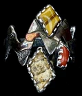 Vtg RELIOS CAROLYN POLLACK Southwestern Sterling Silver Copper Tiger's Eye Ring