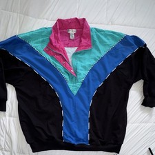 Lady Lavon Women s Juniors 2XL Retro 90s Colorblock Snap Front Windbreaker