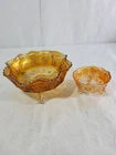 Vintage Fenton Art Glass Co. Marigold Butterfly And Berry Footed Centerpiece And