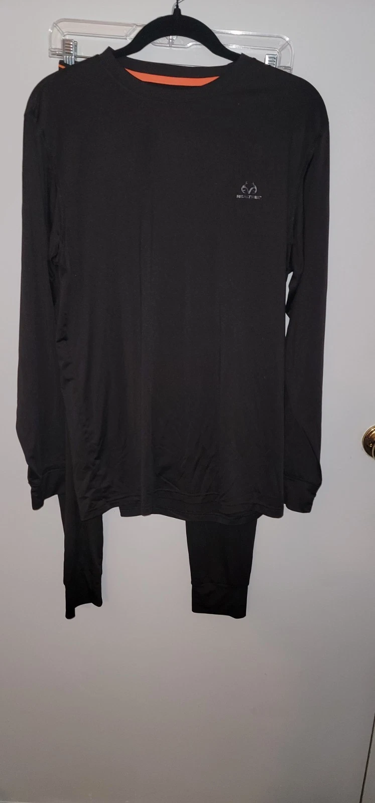 Realtree Mens Sz L Performance Base Layer Set Long Sleeve Leggings Black Stretch