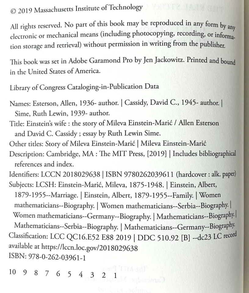 Einsteins Wife The Real Story of Mileva Einstein-Maric  Hardcover  New - Image 4 of 4