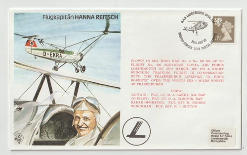 25/7/1981 UK GB Flown Cover - RAF TP15 - Flugkapitan Hanna Reitsch