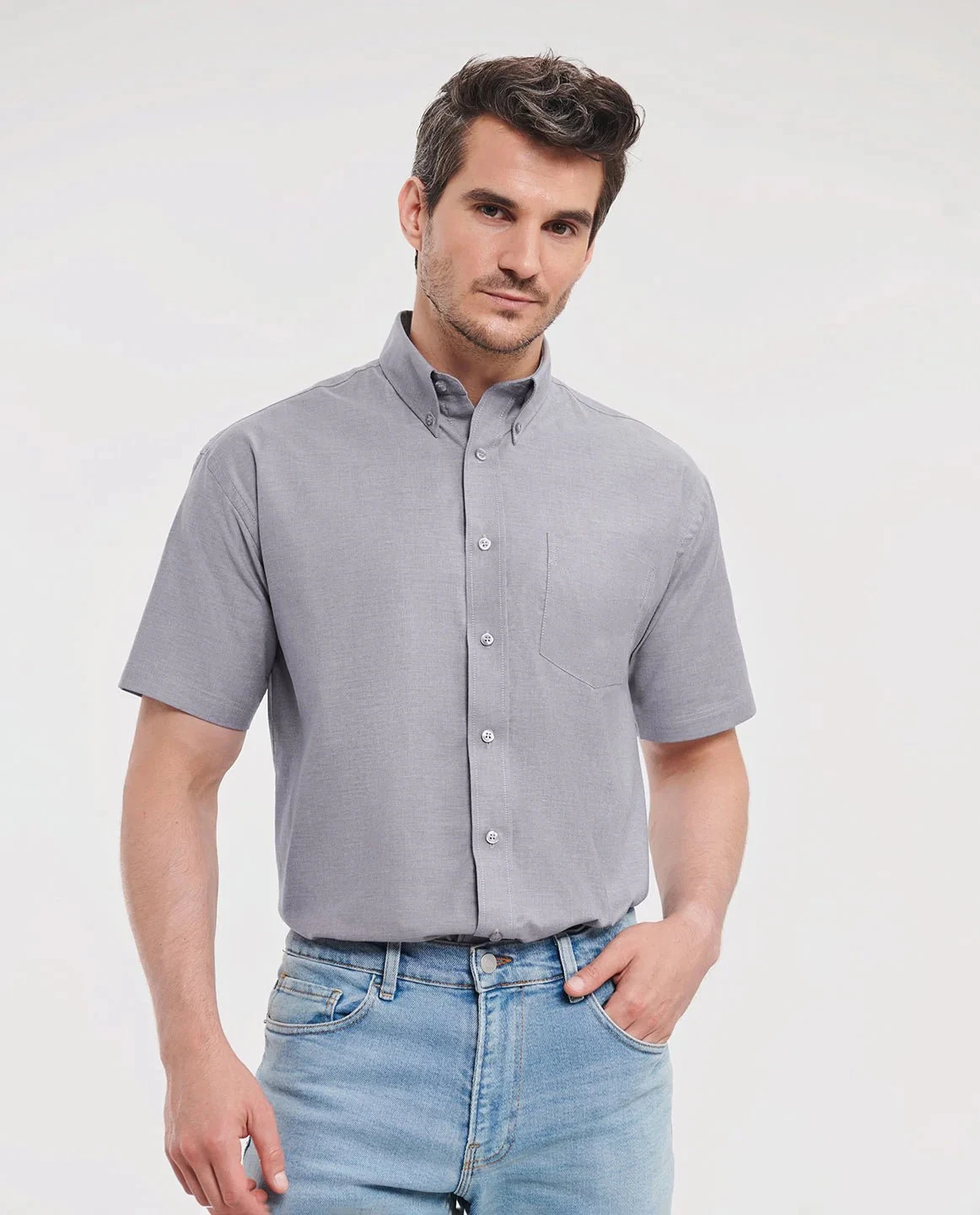 Russell Collection Men's Short Sleeve Classic Oxford Shirt 933M