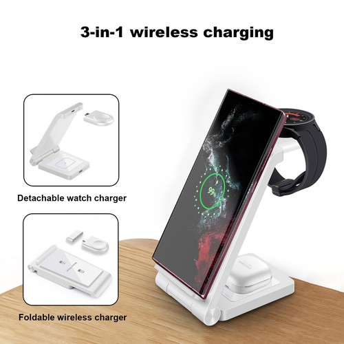 3in1 Fast Wireless Charger Charging Dock For Galaxy Watch Active Samsung S24 S23 - Picture 21 of 26