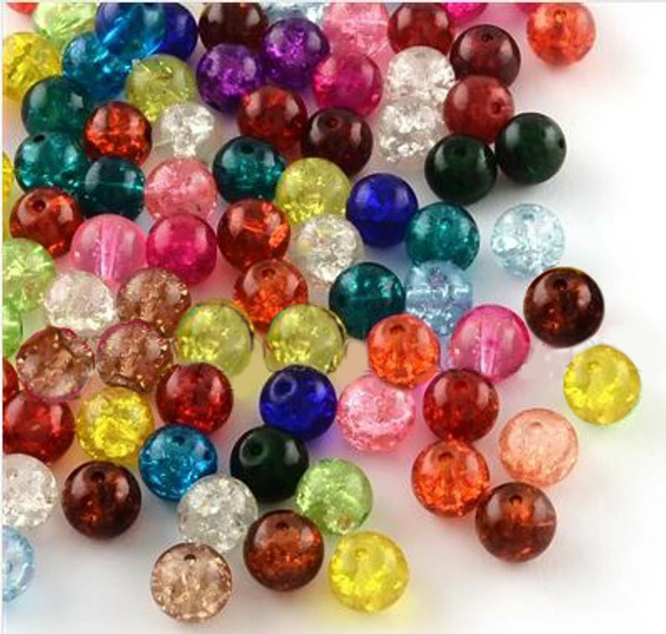 50 X 10mm CRACKLE GLASS BEADS MIXED COLOURS FOR JEWELLERY MAKING AND CRAFTS B16 - Image 2 of 2