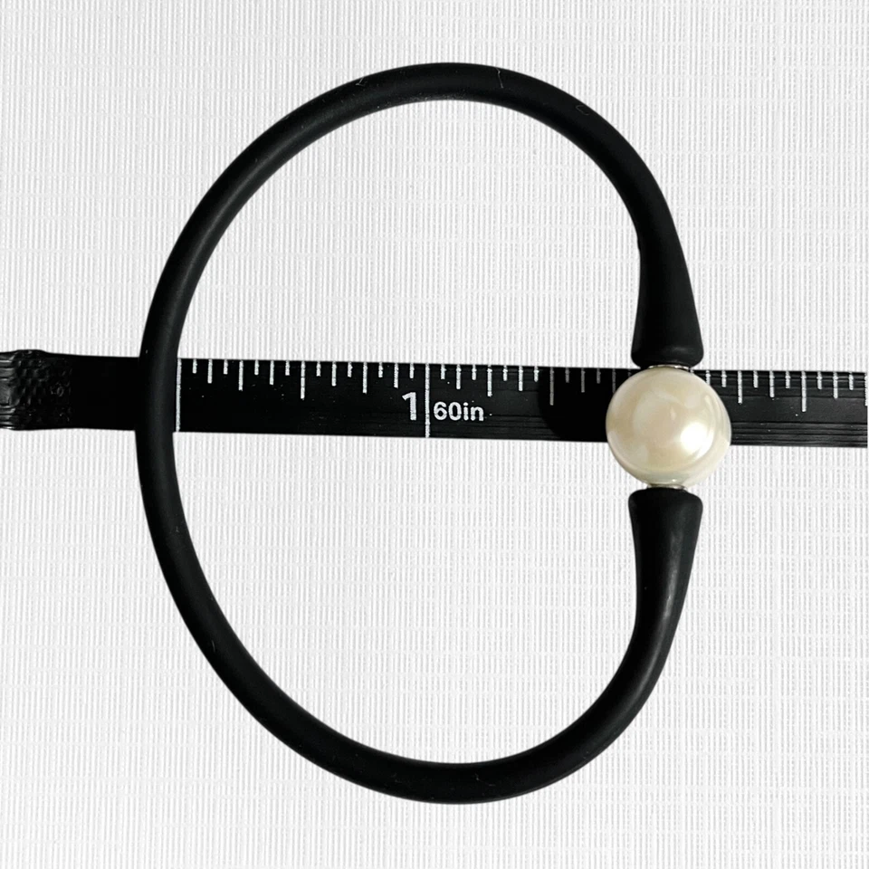 Pulsera de Silicona Perla Negra Informal Playa Surf Cuentas Minimalistas Joyería Flexible Foto 4 de 4