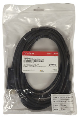 Proline 10ft Displayport Hdmi Male/Male Active Adapter Cable DISPORT2HDMIMM10F