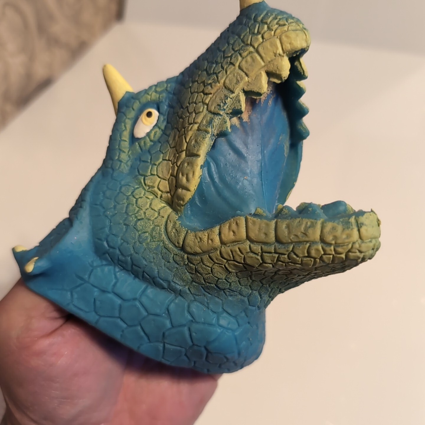 Vtg. Rubber Dinosaur Head Child's Hand Puppet Possiblely JA-RU Imperial?