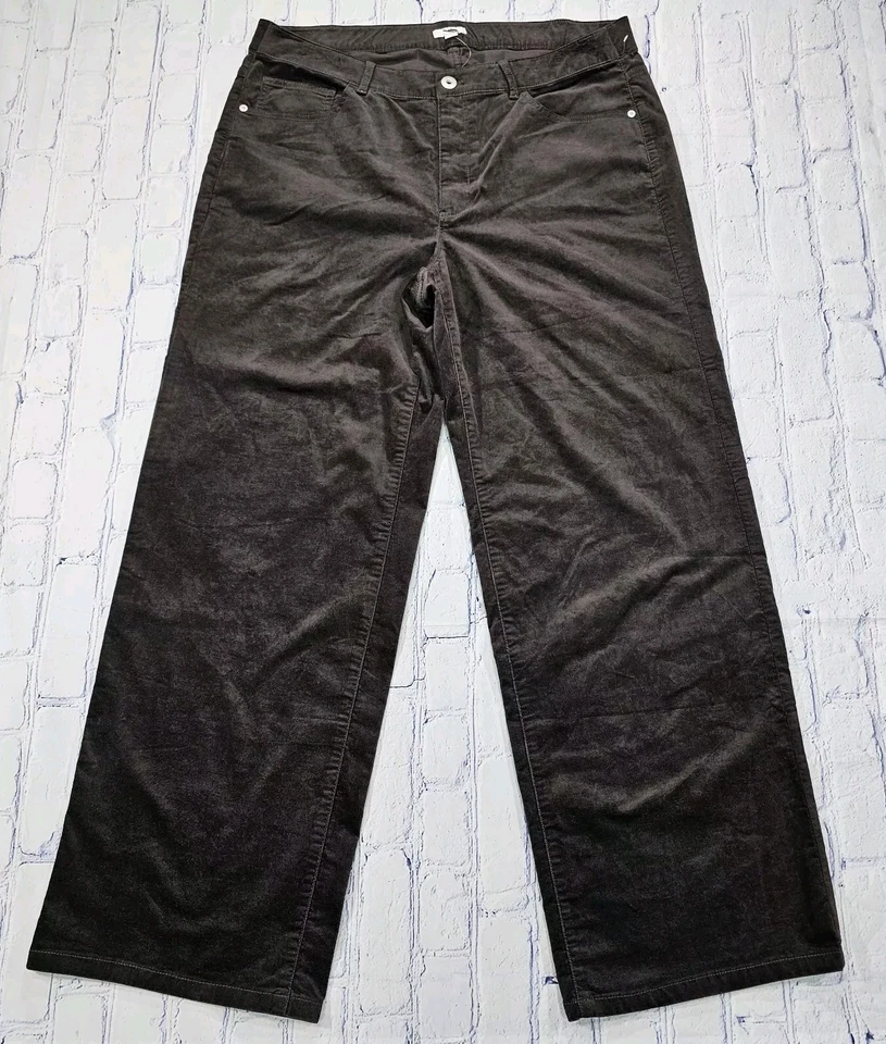 J. Jill Wide Leg Velvet Brown High Rise Pants 5 Pocket WOMENS SIZE 18