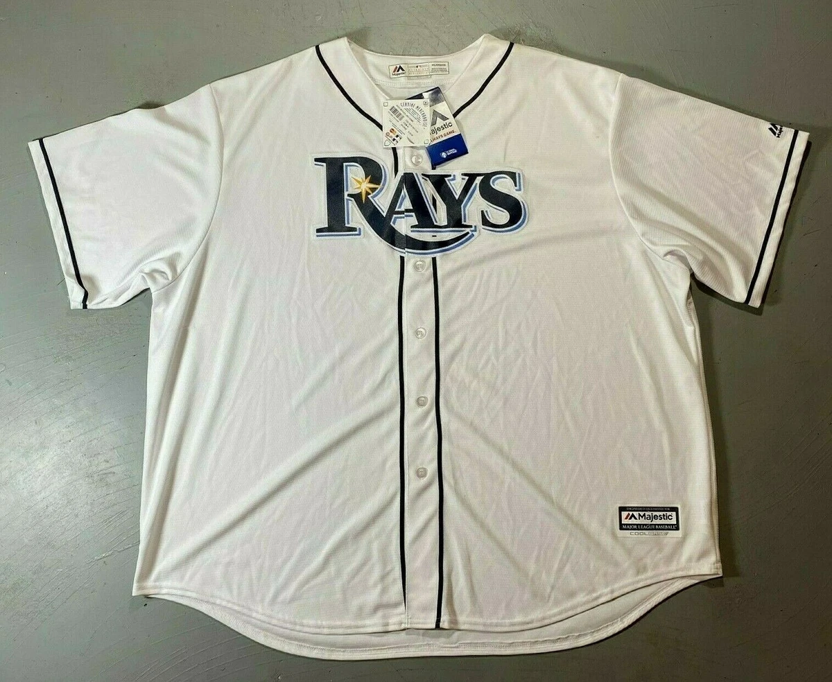 Majestic Replica Cool Base MLB Tampa Bay Rays White Sewn Men'