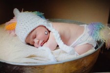 CROCHET BABY UNICORN HAT DIAPER COVER SET knit infant toddler beanie photo prop