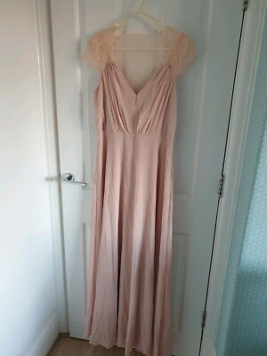 BNWT Long chiffon lace backed blush pink bridesmaid dress Size