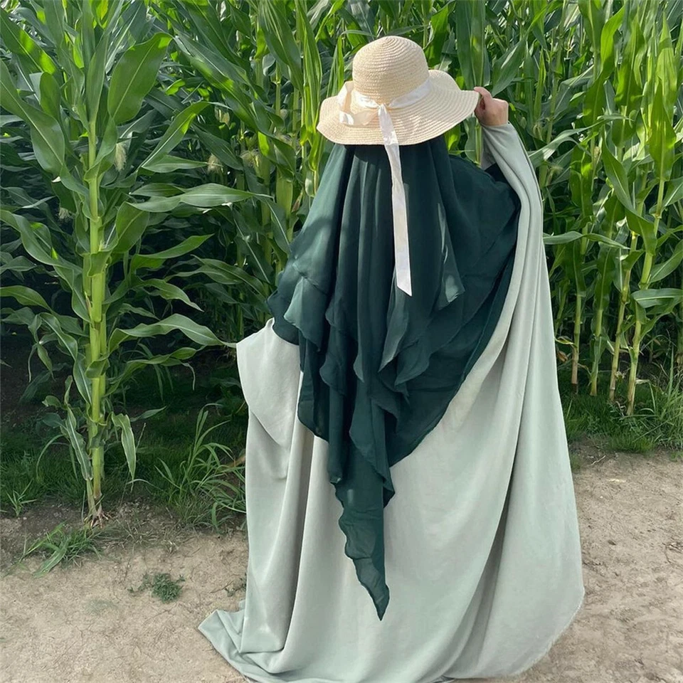 Overhead Muslim Women Long Hijab Khimar Niqab Burqa Caftan Abaya Islamic Scarf - Image 3 of 4