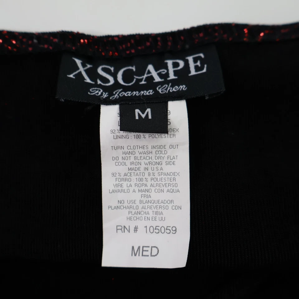 Camiseta sin mangas Xscape Y2K Slinky negra roja brillo remolinos retro años 80 90 vacaciones talla M Foto 4 de 4