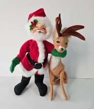 Vintage 1963 Annalee Santa Claus With Reindeer 8 1/2 " Tall