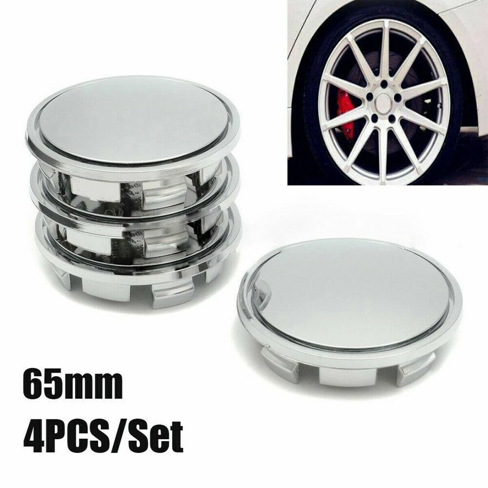 4x Silver Chrome Car Wheel Center Cap Tyre Rim Hub Caps Cover Accessories For VW Foto 4 de 4