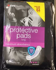 CVS Health Women’s Protective Pads Long, Maximum Absorbency (64 Wrapped Pads)