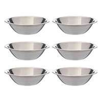 Set Of 6 - 6 1/2 Inch Wide Stainless Steel Flat Rim Flat Base Mixing Bowl, New, Set Of 6 - 6 1/2 Inch Wide Stainless Steel Flat Rim Flat Base Mixing Bowl, New,