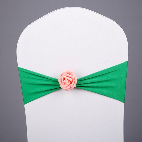 10 PCS Elastic Spandex Sashes Rose Flower Decor Wedding Banquet Chair Cover - Picture 10 of 17