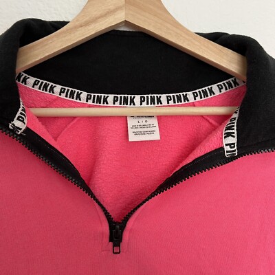 Felpa pullover Victoria's Secret ROSA quarto zip nero giallo fluo Felpa pullover Victoria's Secret ROSA quarto zip nero giallo fluo