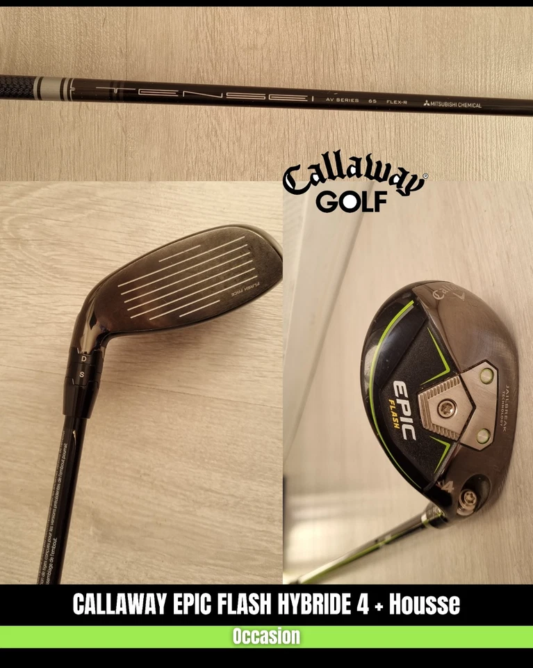 CALLAWAY EPIC FLASH HYBRIDE 4 (21°) + HOUSSE – Occasion / Used - Imagen 2 de 2