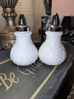 Vintage Imperial Milk Glass with Grape & Vine Pattern Salt & Pepper Shakers