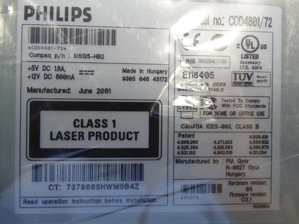 Philips Compaq 8/4/32 CDRW Drive Quartz CDD4801-72 / 165125-HB2 - Image 3 of 4