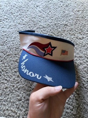 VTG Visor Hat 100% Cotton Red White & Blue  Patriotic 90s  