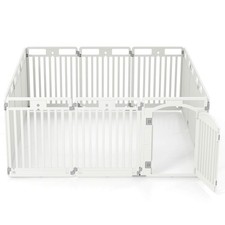 32" 12-Panel Dog Playpen with Secure Locking Door  Ground Stakes Easy Assembly