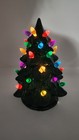 Vintage Mold Ceramic CHRISTMAS TREE 9” Painted Green Lights Up Battery Operated — photo 3