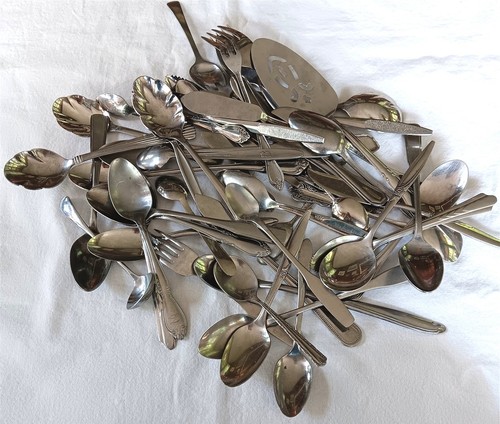 Craft Lot Stainless Flatware 2.5 lb Mixed Mostly Spoons