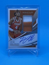 2021 Panini Immaculate Collegiate GREG BROWN III Rookie Patch AUTO #10/49 - RC