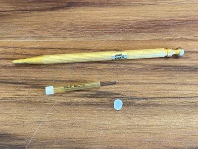 VTG REVLON FINE LINE GOLD METAL AUTOMATIC EYE PENCIL LINER LT. BROWN HEAVY WEAR